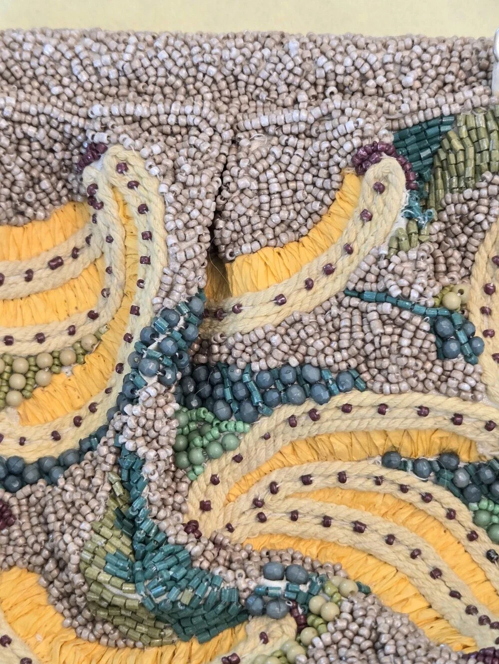 NWT Beaded Banana Bag Handcrafted Crossbody Purse Chain Strap
